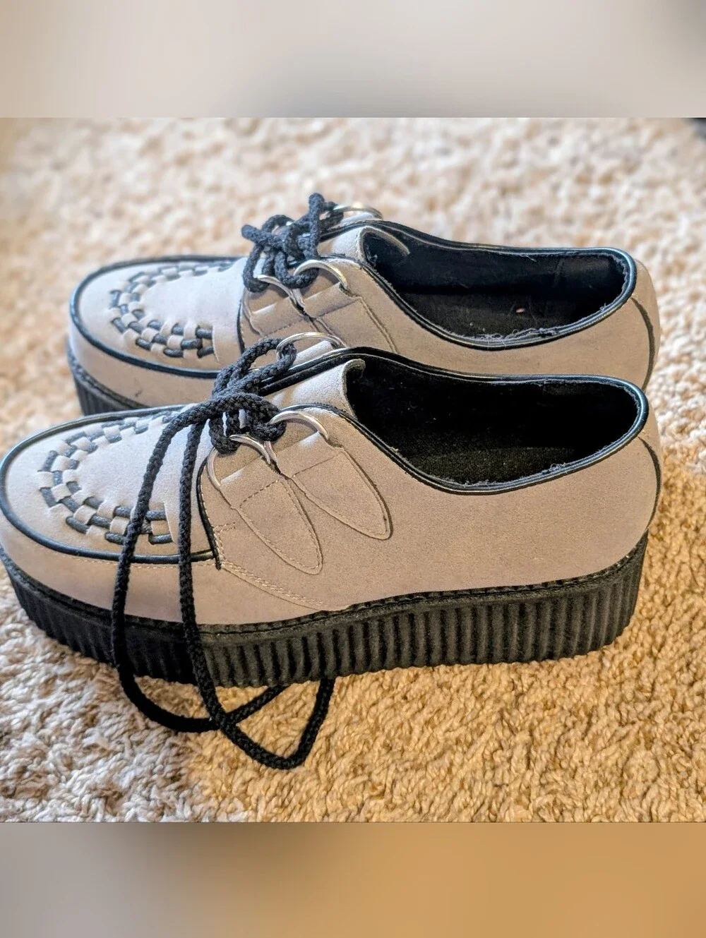 Women's Grey Suede Creeper Platform Shoes Size 9